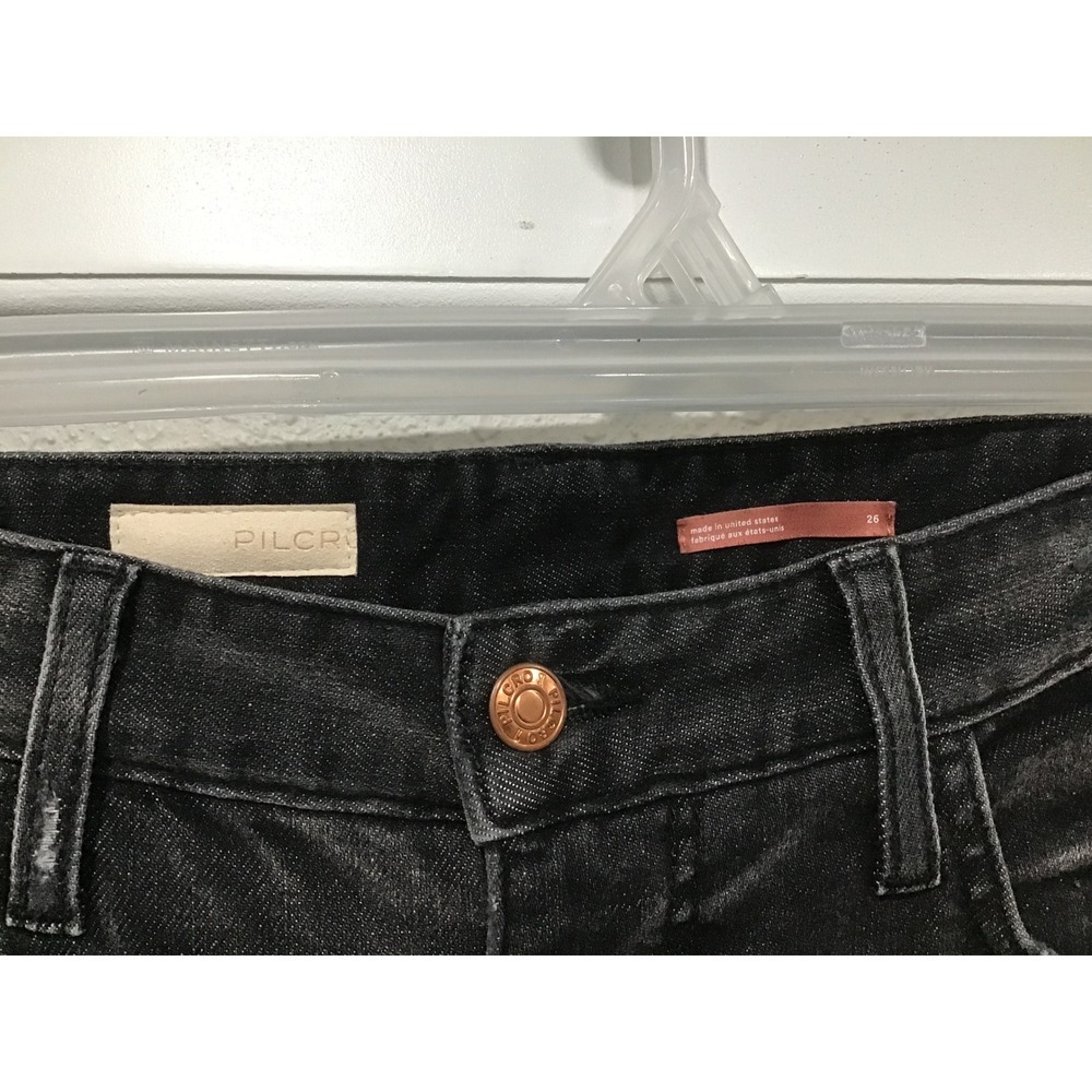 Pilcro Anthropologie Borrowed Boyfriend Jeans Black Distressed Ripped Size 26 - Picture 3 of 10